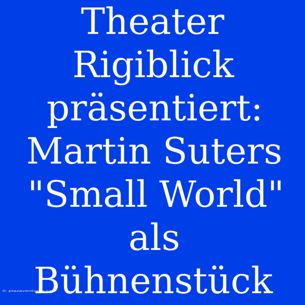 Theater Rigiblick Präsentiert: Martin Suters 