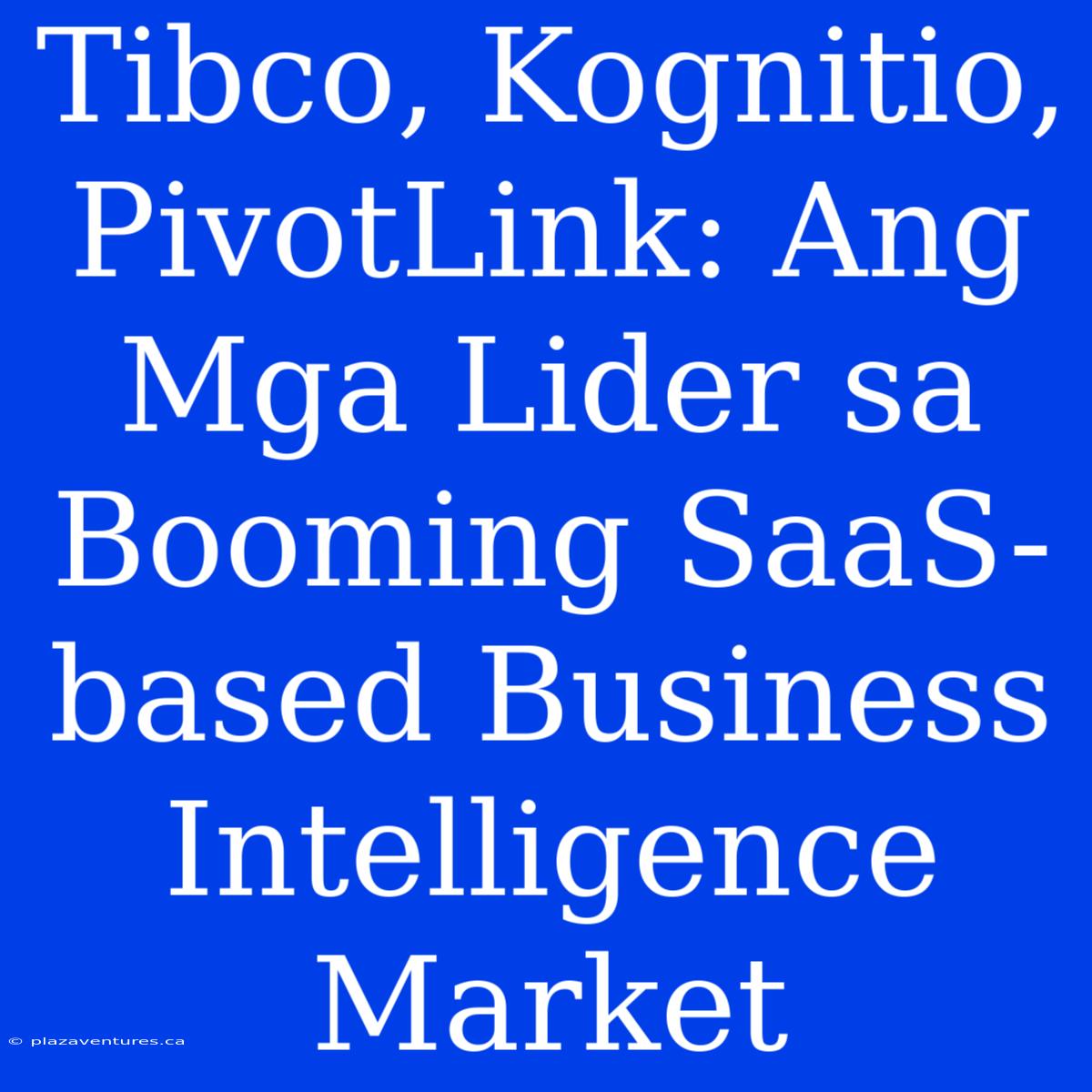 Tibco, Kognitio, PivotLink: Ang Mga Lider Sa Booming SaaS-based Business Intelligence Market