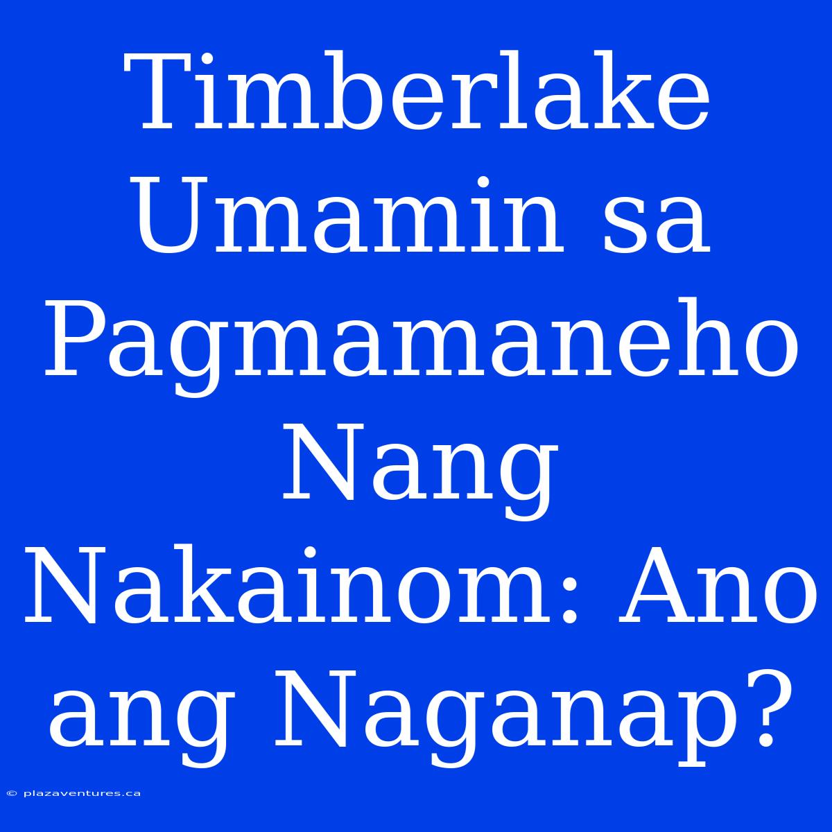 Timberlake Umamin Sa Pagmamaneho Nang Nakainom: Ano Ang Naganap?