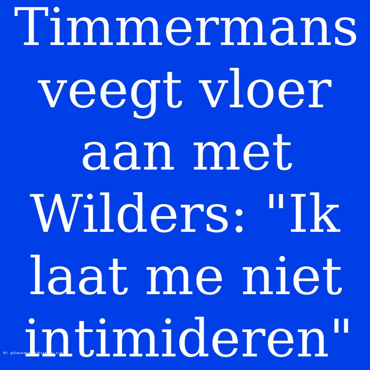 Timmermans Veegt Vloer Aan Met Wilders: 