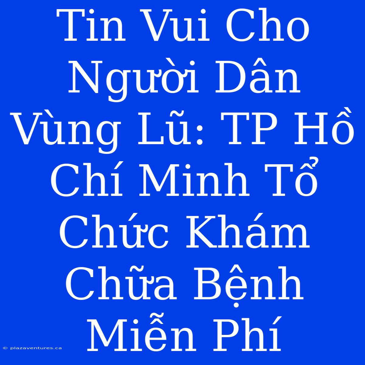 Tin Vui Cho Người Dân Vùng Lũ: TP Hồ Chí Minh Tổ Chức Khám Chữa Bệnh Miễn Phí