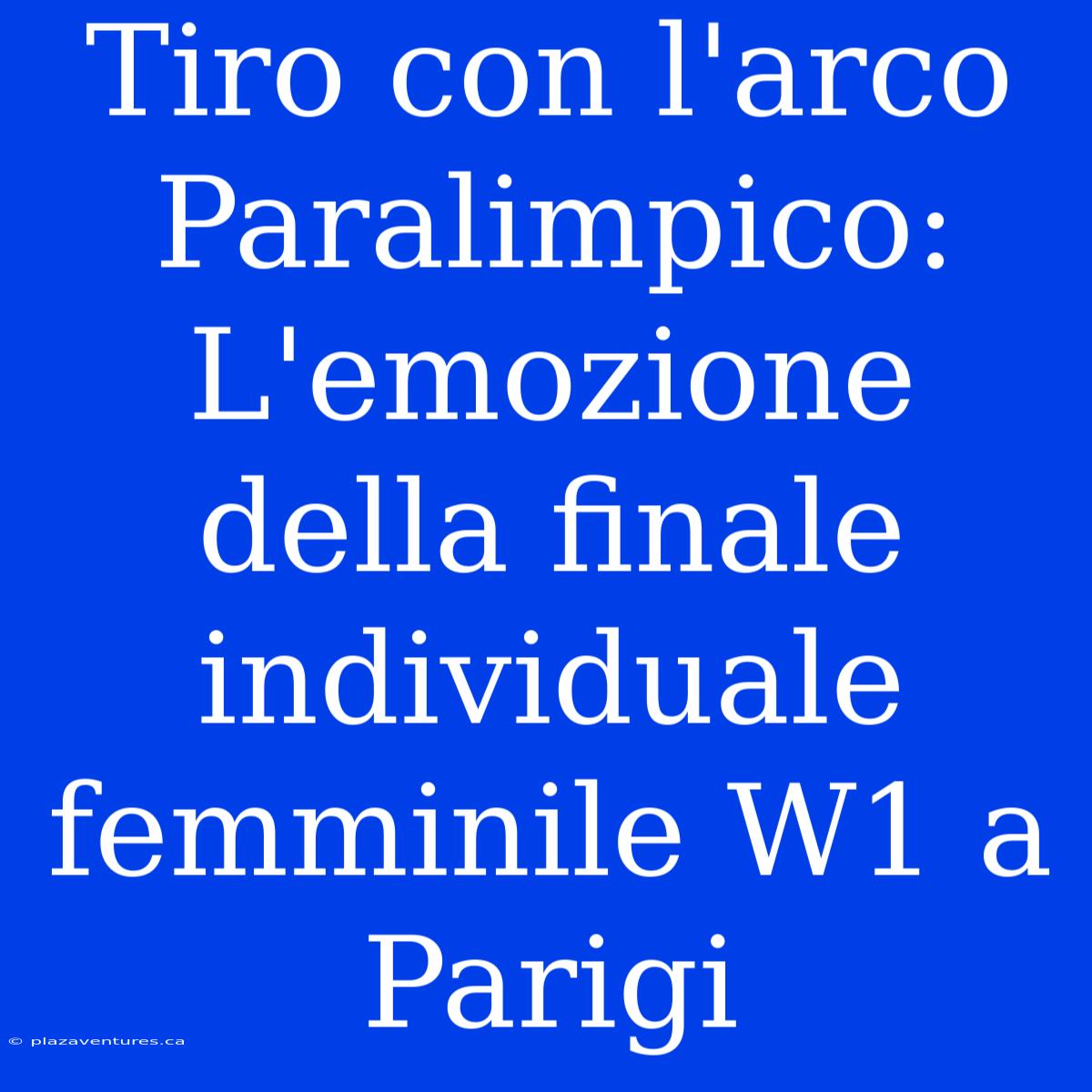 Tiro Con L'arco Paralimpico: L'emozione Della Finale Individuale Femminile W1 A Parigi