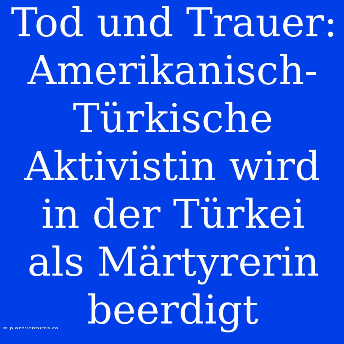 Tod Und Trauer: Amerikanisch-Türkische Aktivistin Wird In Der Türkei Als Märtyrerin Beerdigt