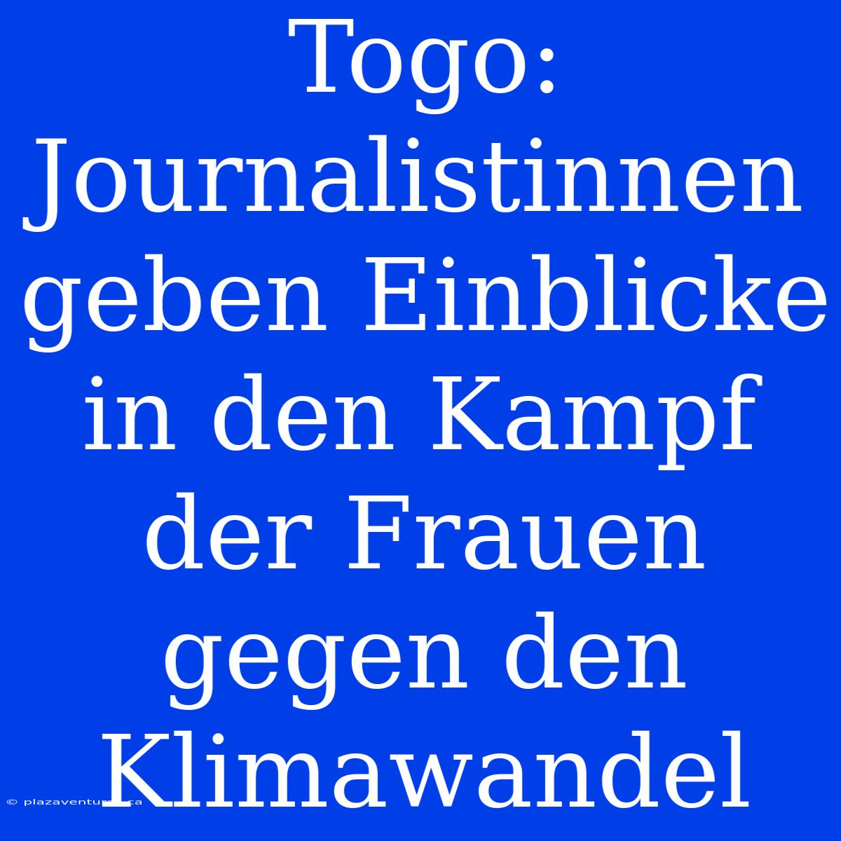 Togo: Journalistinnen Geben Einblicke In Den Kampf Der Frauen Gegen Den Klimawandel