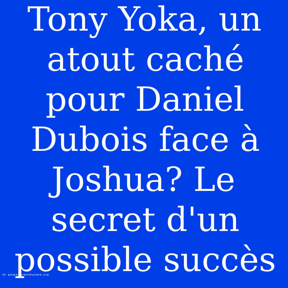 Tony Yoka, Un Atout Caché Pour Daniel Dubois Face À Joshua? Le Secret D'un Possible Succès