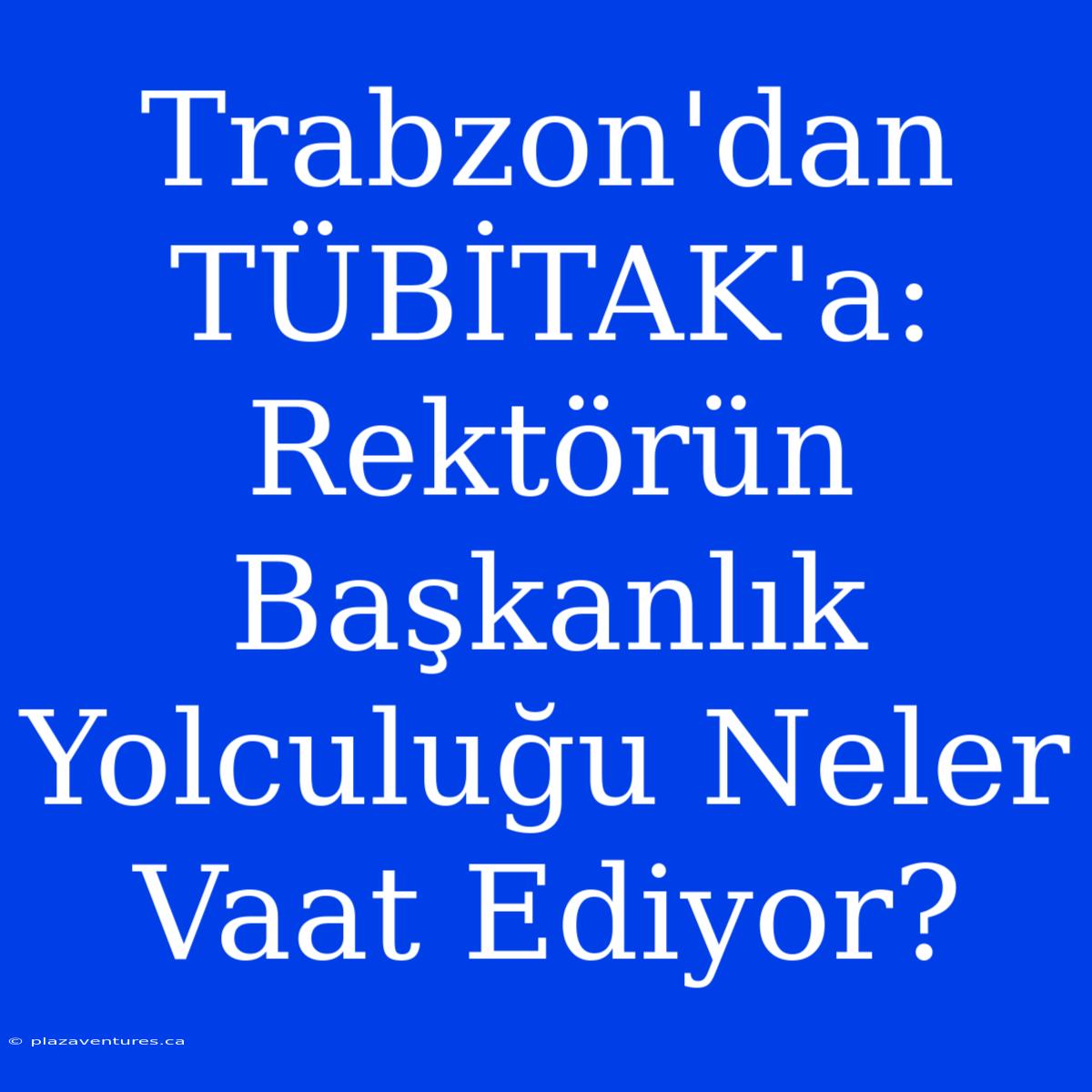 Trabzon'dan TÜBİTAK'a: Rektörün Başkanlık Yolculuğu Neler Vaat Ediyor?