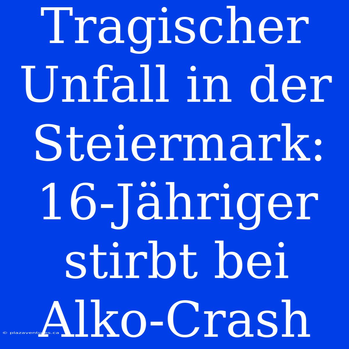 Tragischer Unfall In Der Steiermark: 16-Jähriger Stirbt Bei Alko-Crash