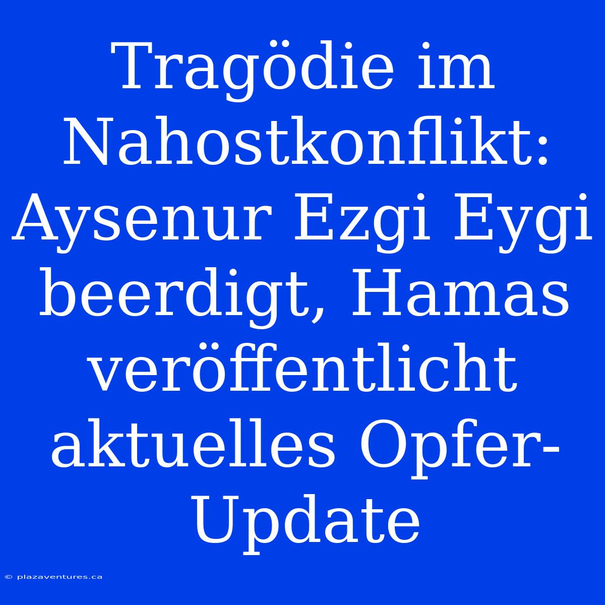 Tragödie Im Nahostkonflikt: Aysenur Ezgi Eygi Beerdigt, Hamas Veröffentlicht Aktuelles Opfer-Update