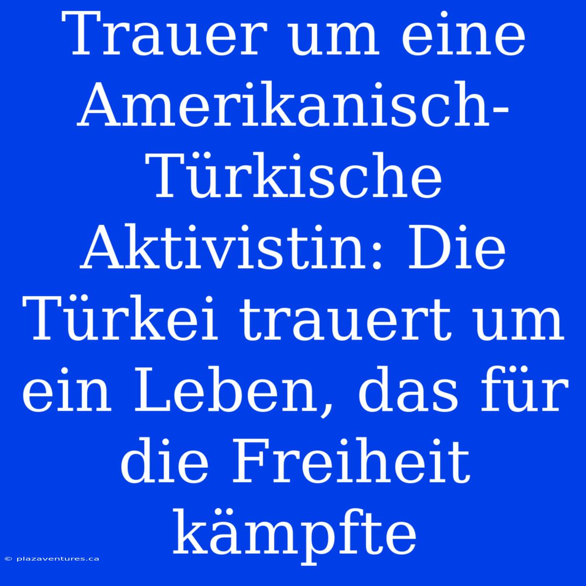 Trauer Um Eine Amerikanisch-Türkische Aktivistin: Die Türkei Trauert Um Ein Leben, Das Für Die Freiheit Kämpfte