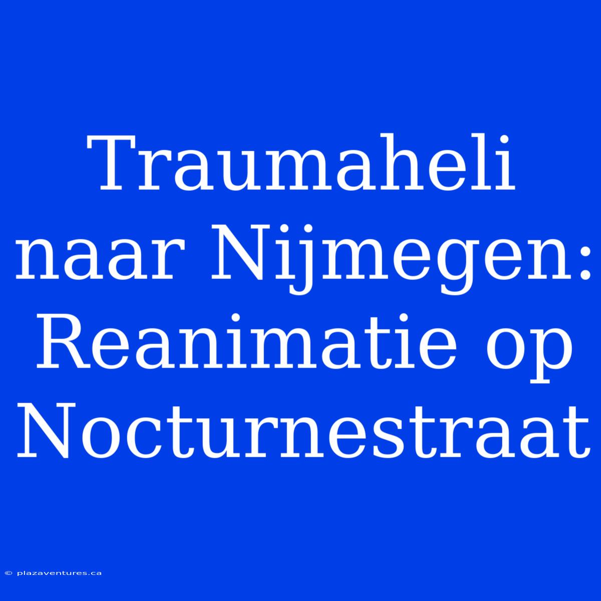 Traumaheli Naar Nijmegen: Reanimatie Op Nocturnestraat