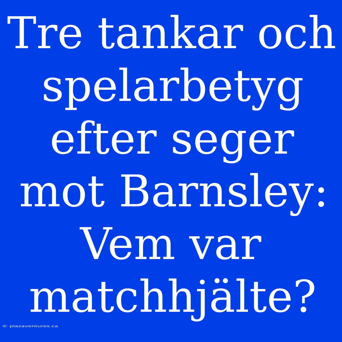 Tre Tankar Och Spelarbetyg Efter Seger Mot Barnsley: Vem Var Matchhjälte?