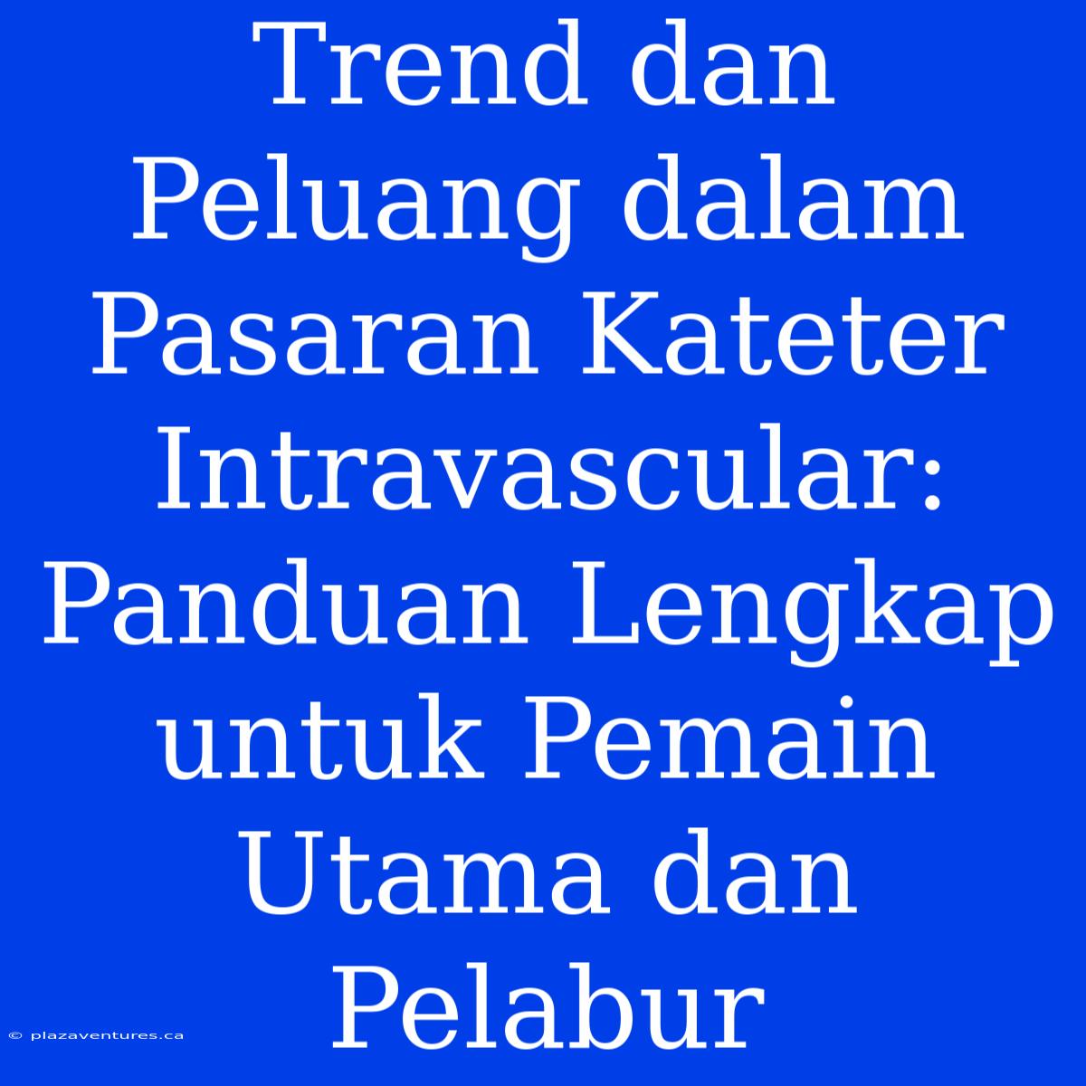 Trend Dan Peluang Dalam Pasaran Kateter Intravascular: Panduan Lengkap Untuk Pemain Utama Dan Pelabur