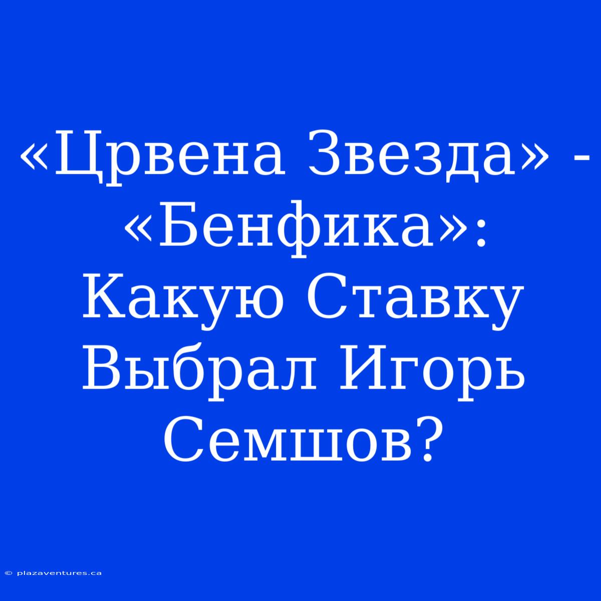 «Црвена Звезда» - «Бенфика»: Какую Ставку Выбрал Игорь Семшов?