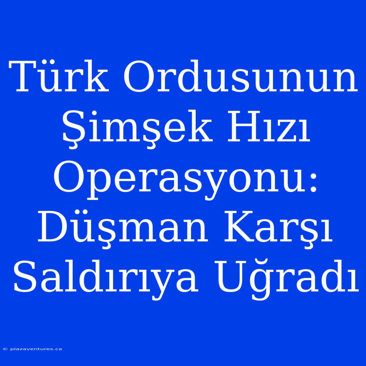 Türk Ordusunun Şimşek Hızı Operasyonu: Düşman Karşı Saldırıya Uğradı