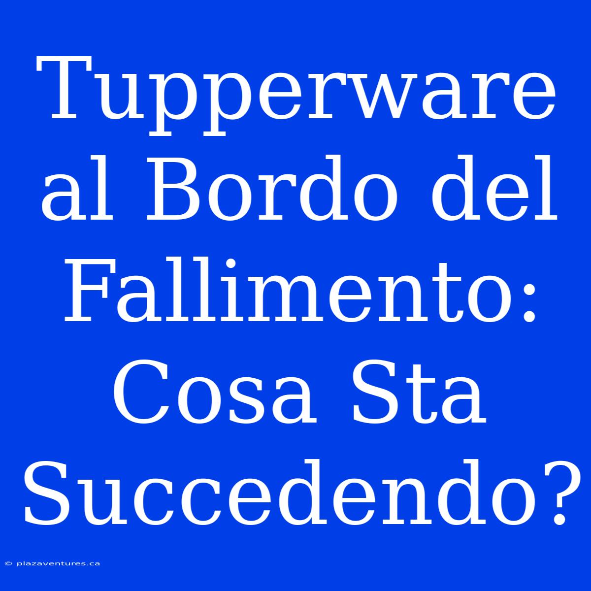 Tupperware Al Bordo Del Fallimento: Cosa Sta Succedendo?