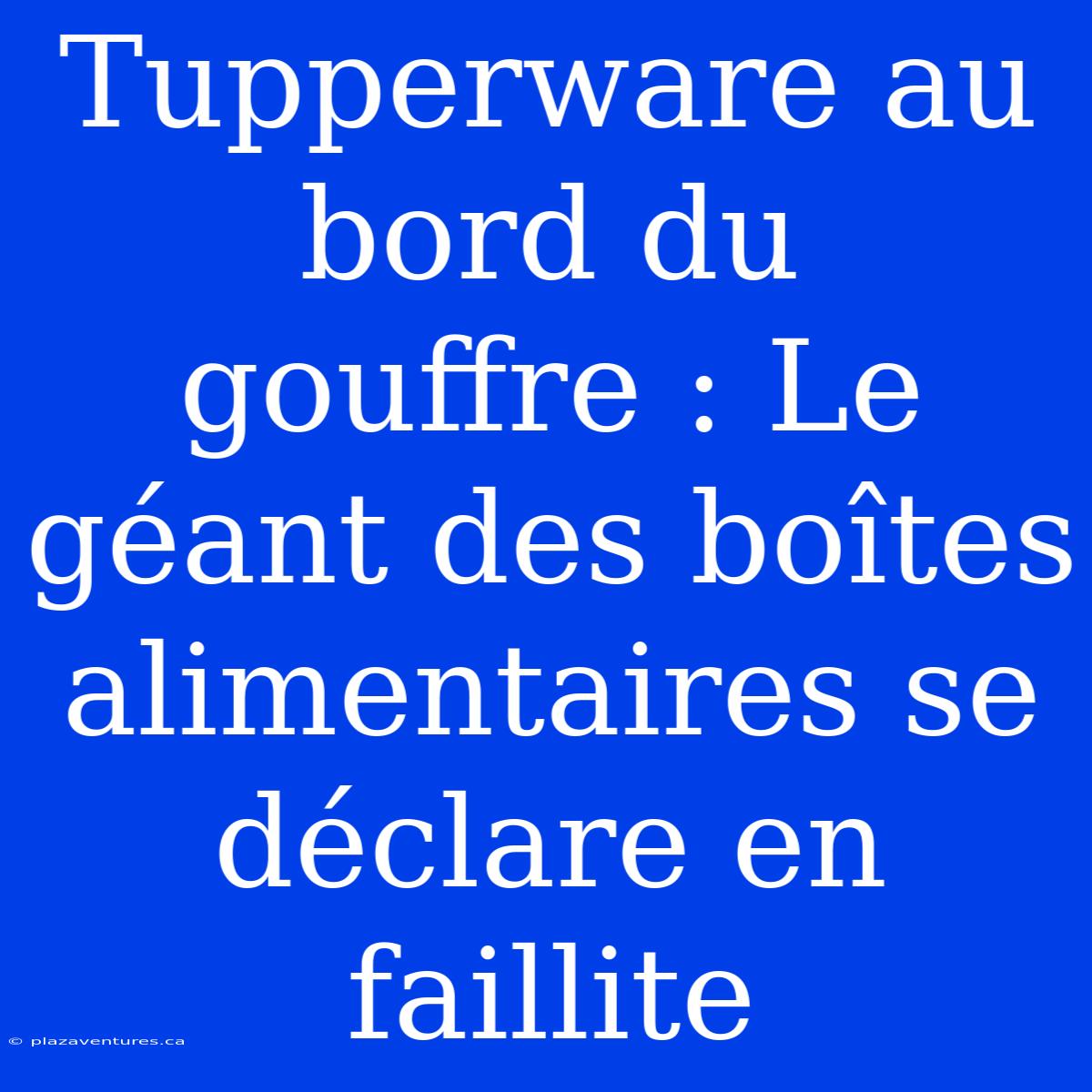 Tupperware Au Bord Du Gouffre : Le Géant Des Boîtes Alimentaires Se Déclare En Faillite