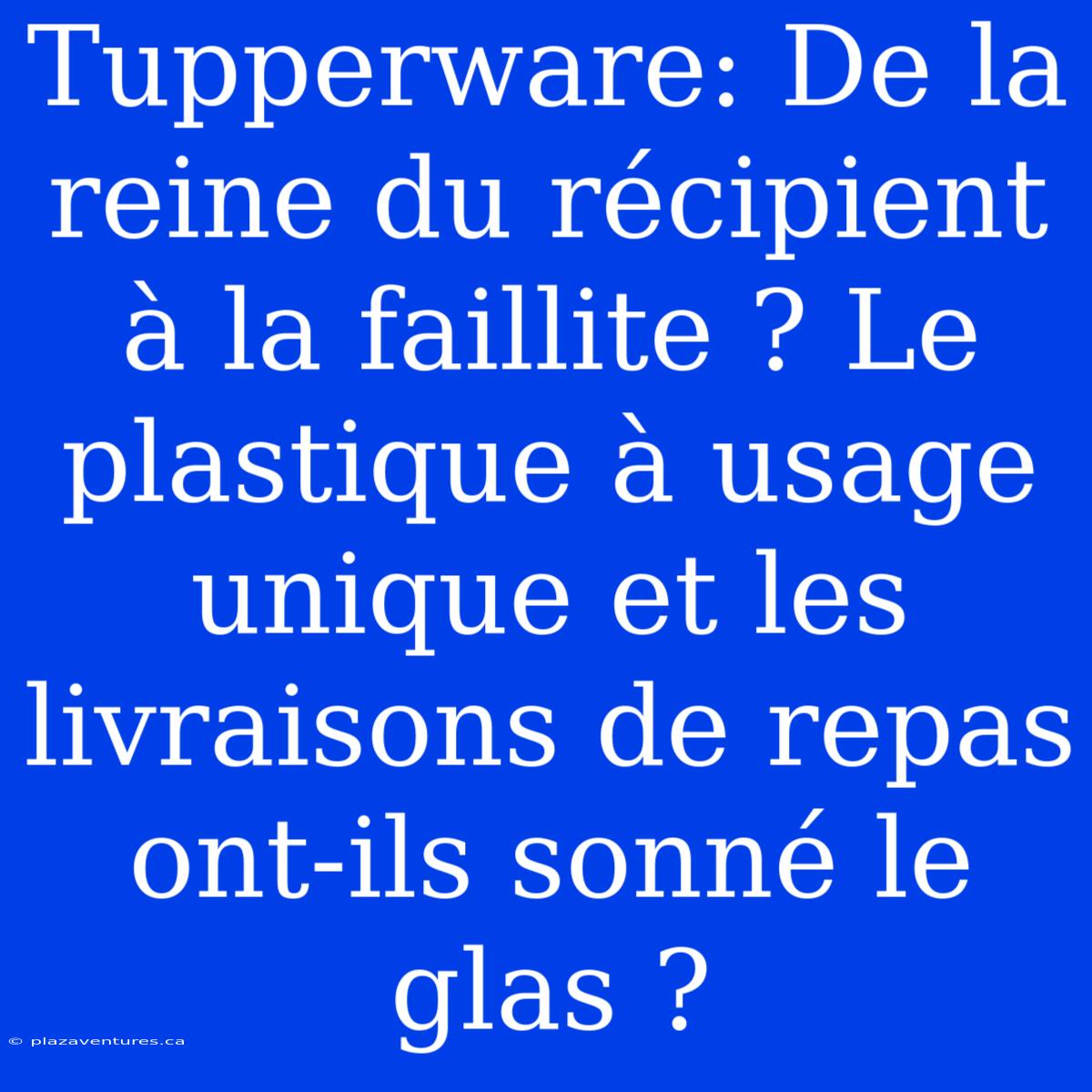 Tupperware: De La Reine Du Récipient À La Faillite ? Le Plastique À Usage Unique Et Les Livraisons De Repas Ont-ils Sonné Le Glas ?