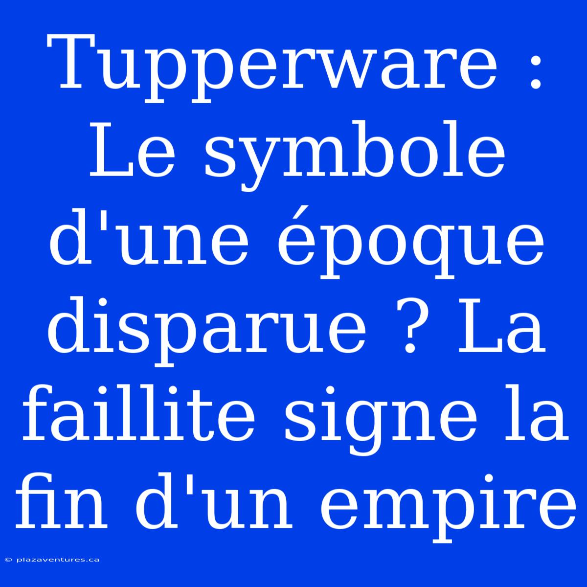 Tupperware : Le Symbole D'une Époque Disparue ? La Faillite Signe La Fin D'un Empire