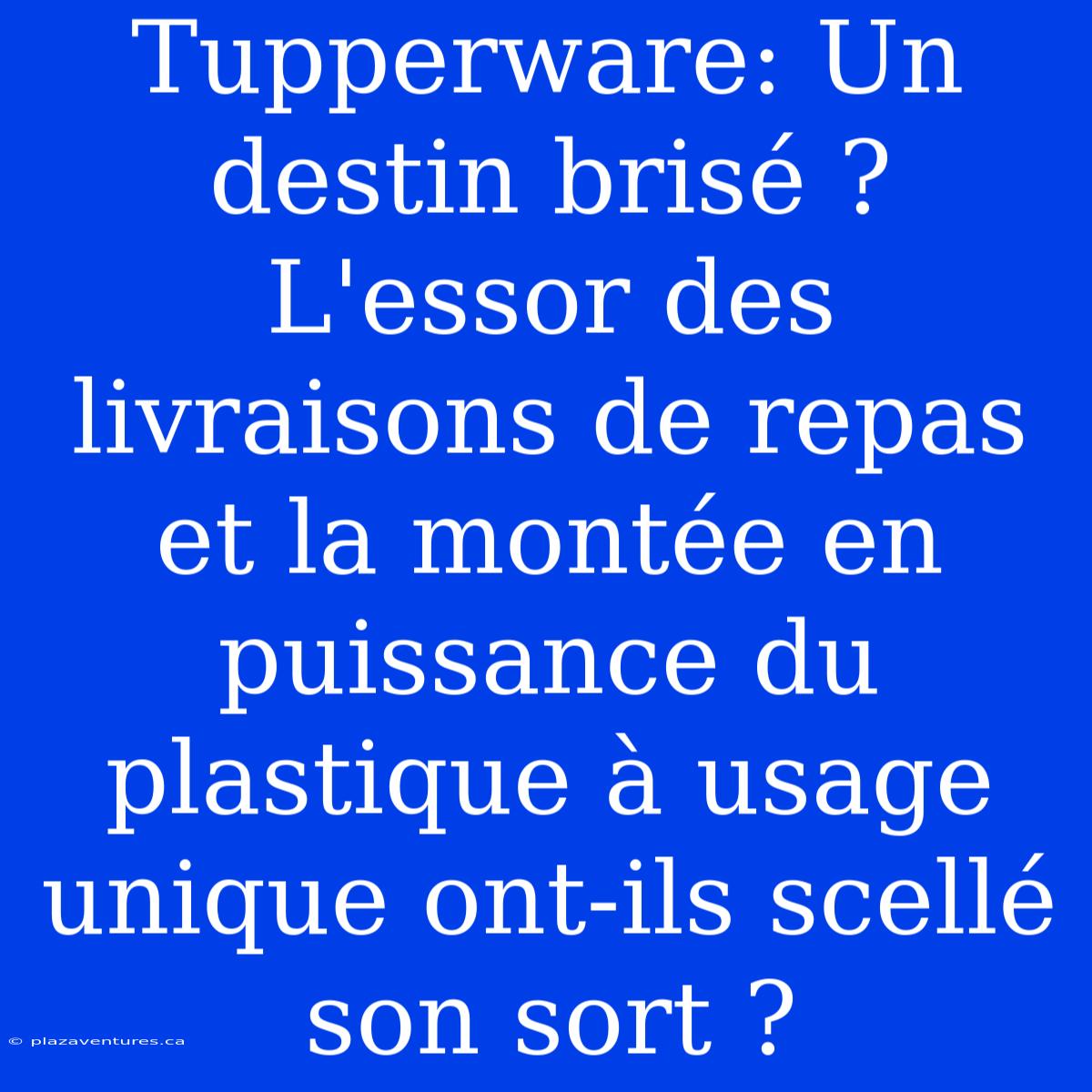 Tupperware: Un Destin Brisé ? L'essor Des Livraisons De Repas Et La Montée En Puissance Du Plastique À Usage Unique Ont-ils Scellé Son Sort ?