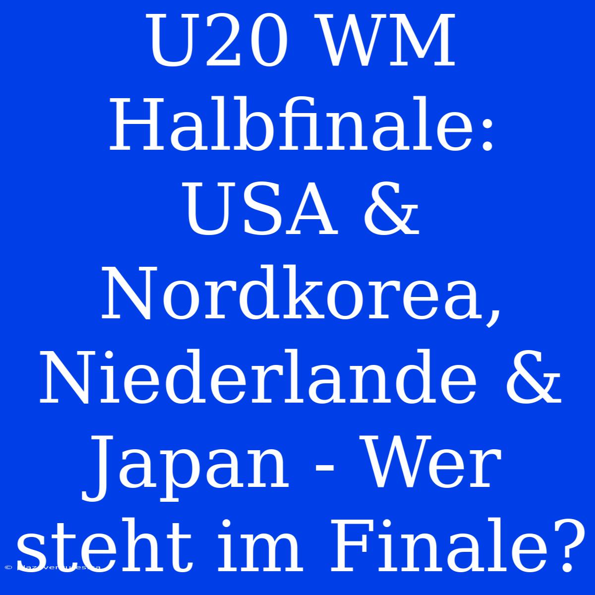 U20 WM Halbfinale: USA & Nordkorea, Niederlande & Japan - Wer Steht Im Finale?