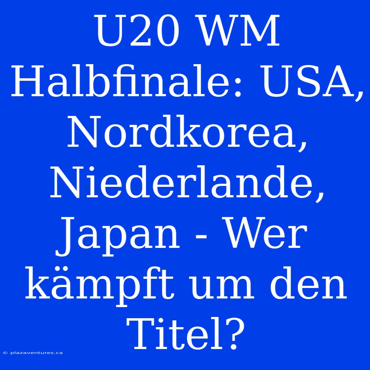 U20 WM Halbfinale: USA, Nordkorea, Niederlande, Japan - Wer Kämpft Um Den Titel?