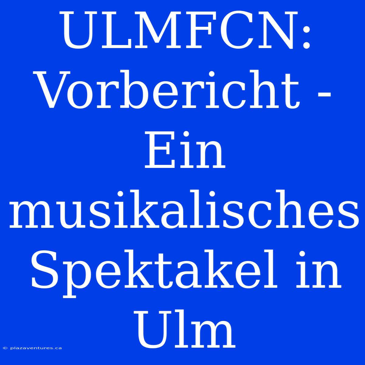 ULMFCN: Vorbericht - Ein Musikalisches Spektakel In Ulm