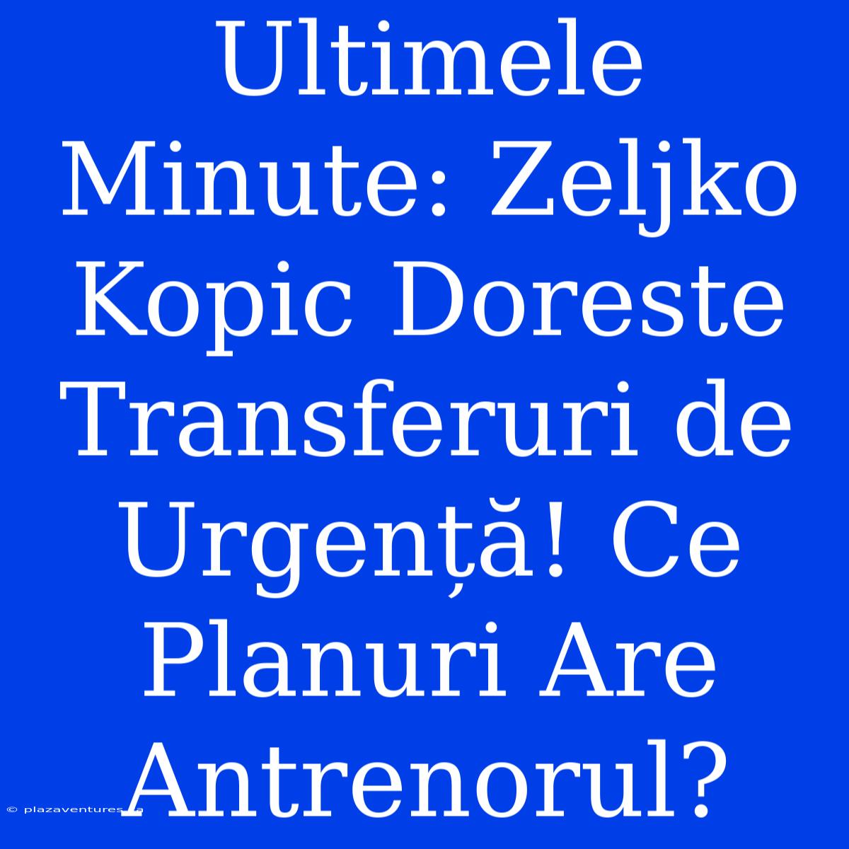 Ultimele Minute: Zeljko Kopic Doreste Transferuri De Urgență! Ce Planuri Are Antrenorul?