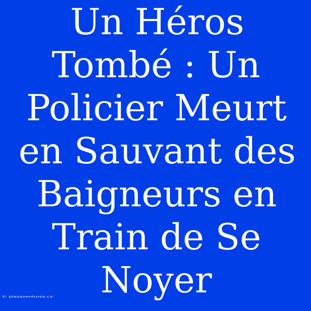 Un Héros Tombé : Un Policier Meurt En Sauvant Des Baigneurs En Train De Se Noyer