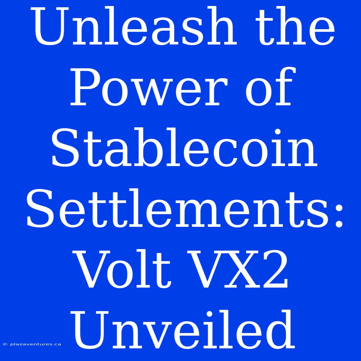 Unleash The Power Of Stablecoin Settlements: Volt VX2 Unveiled