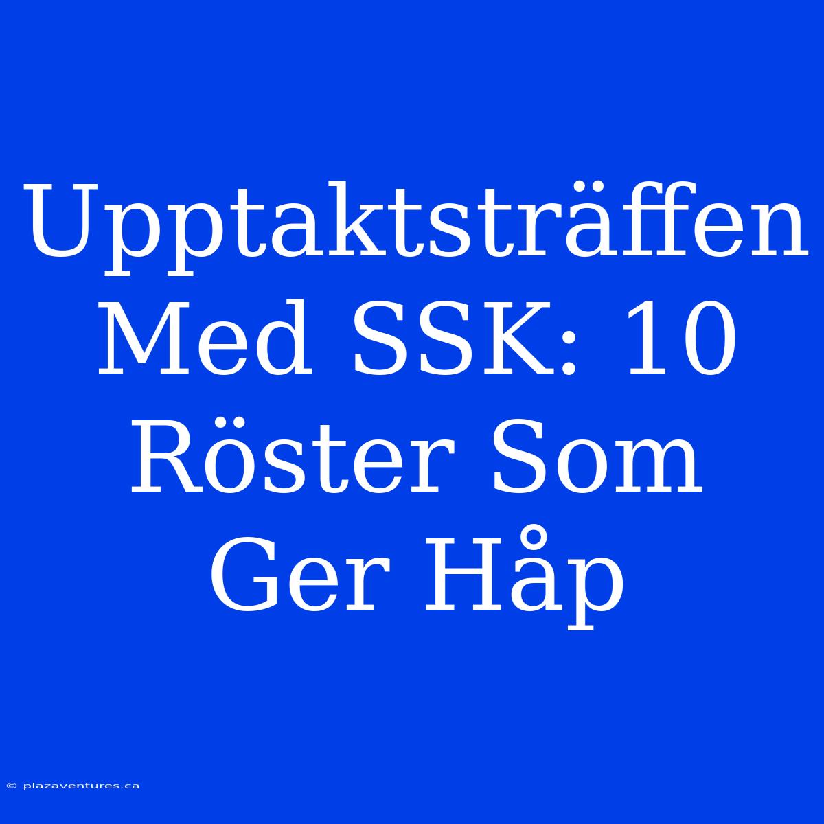 Upptaktsträffen Med SSK: 10 Röster Som Ger Håp