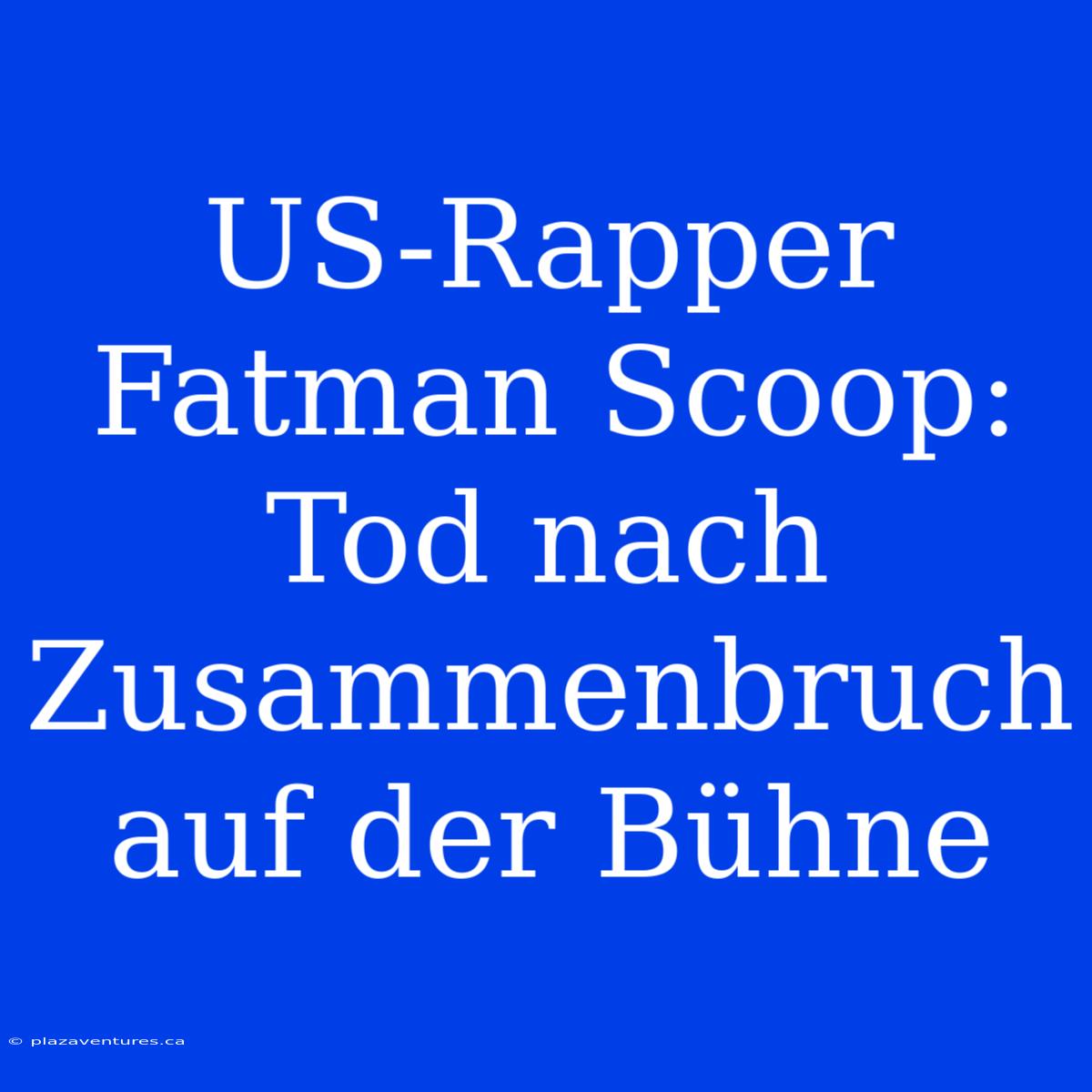 US-Rapper Fatman Scoop: Tod Nach Zusammenbruch Auf Der Bühne