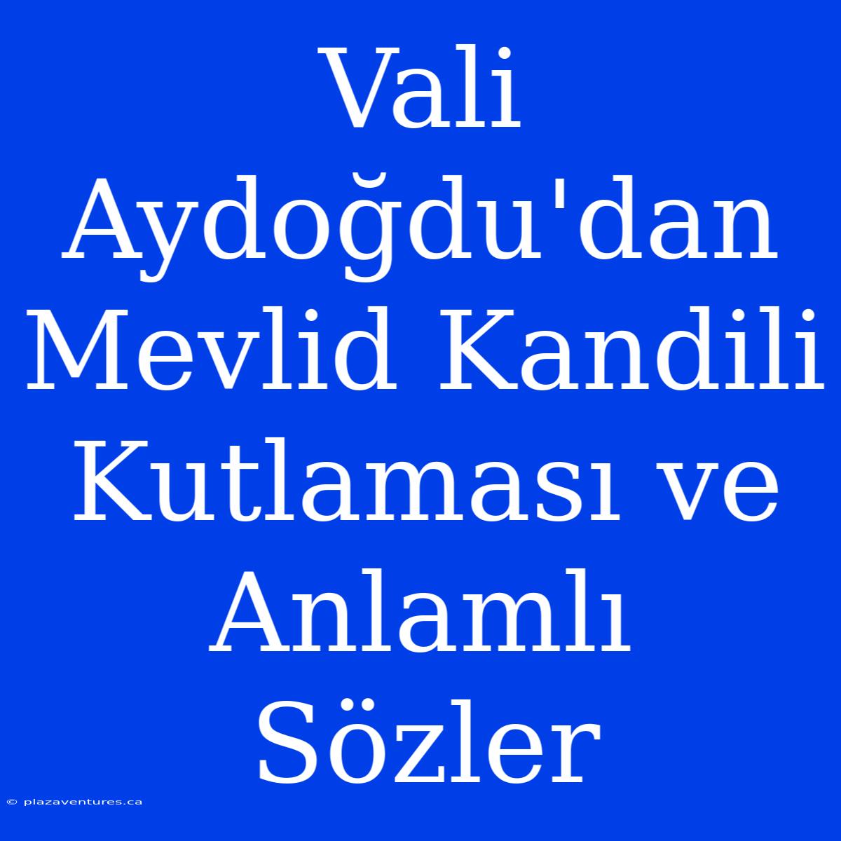 Vali Aydoğdu'dan Mevlid Kandili Kutlaması Ve Anlamlı Sözler