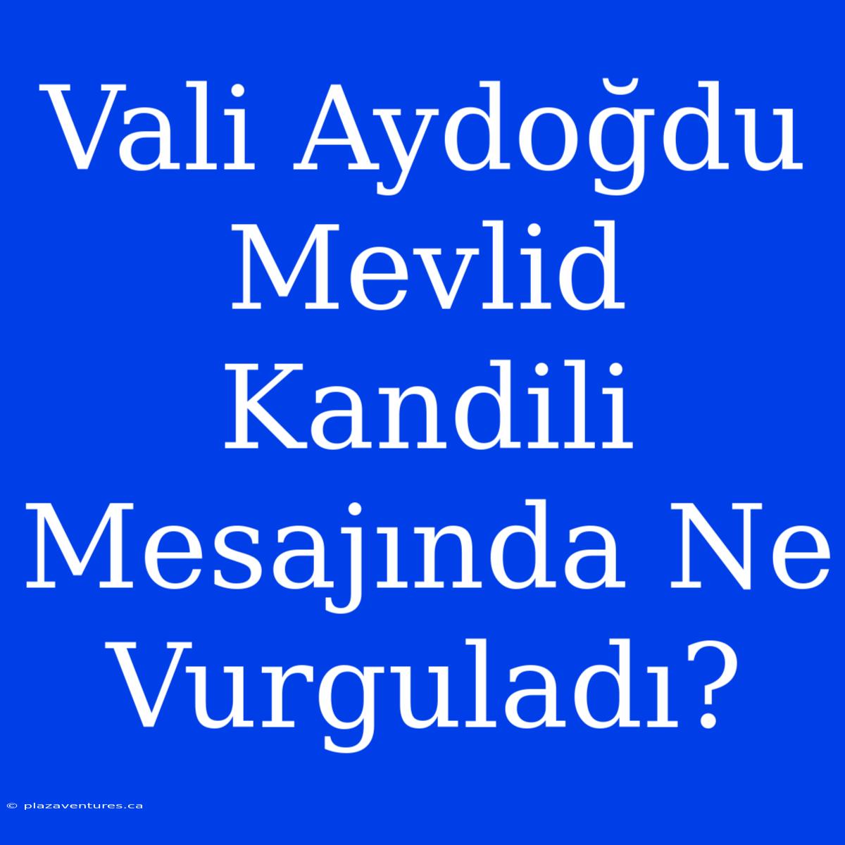 Vali Aydoğdu Mevlid Kandili Mesajında Ne Vurguladı?