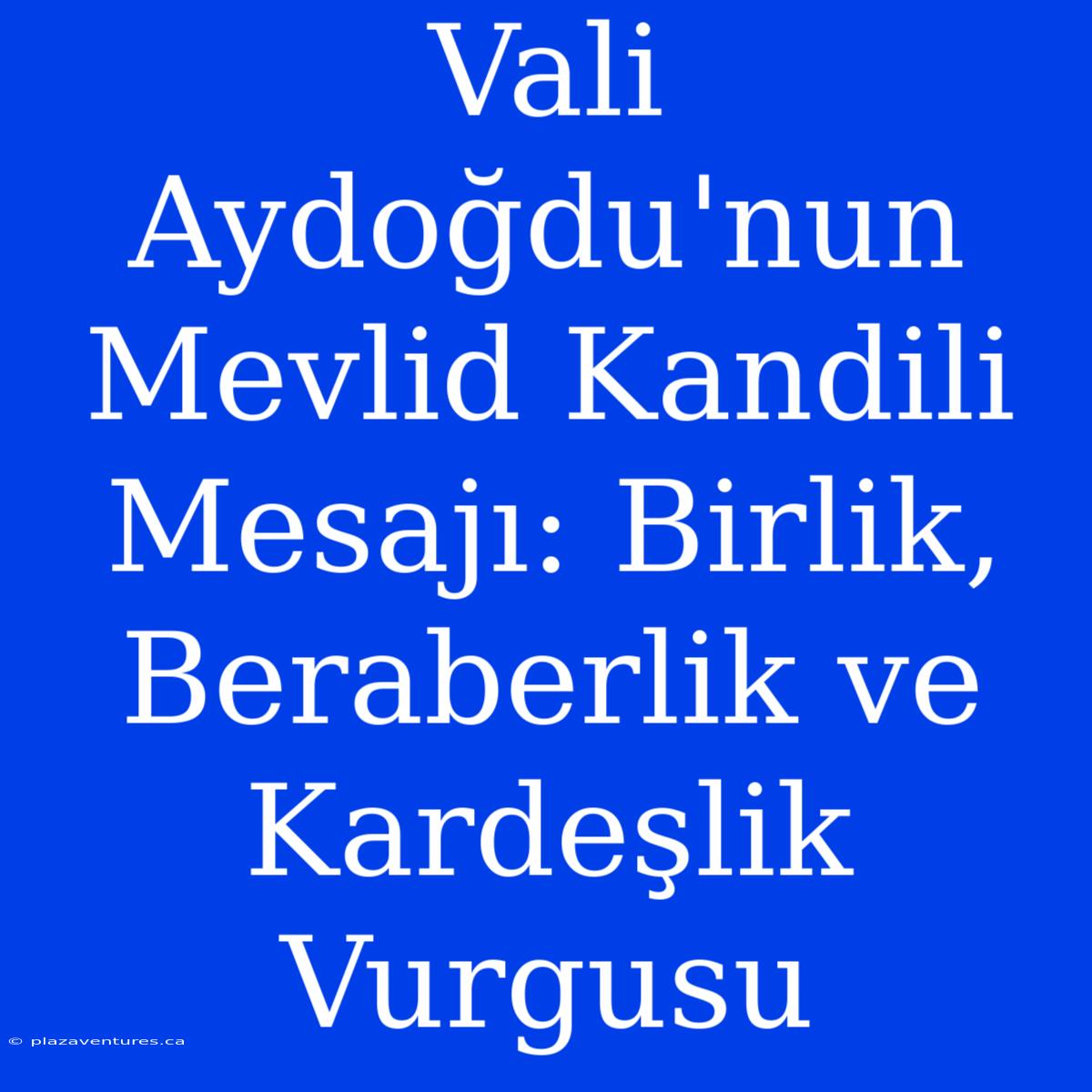 Vali Aydoğdu'nun Mevlid Kandili Mesajı: Birlik, Beraberlik Ve Kardeşlik Vurgusu