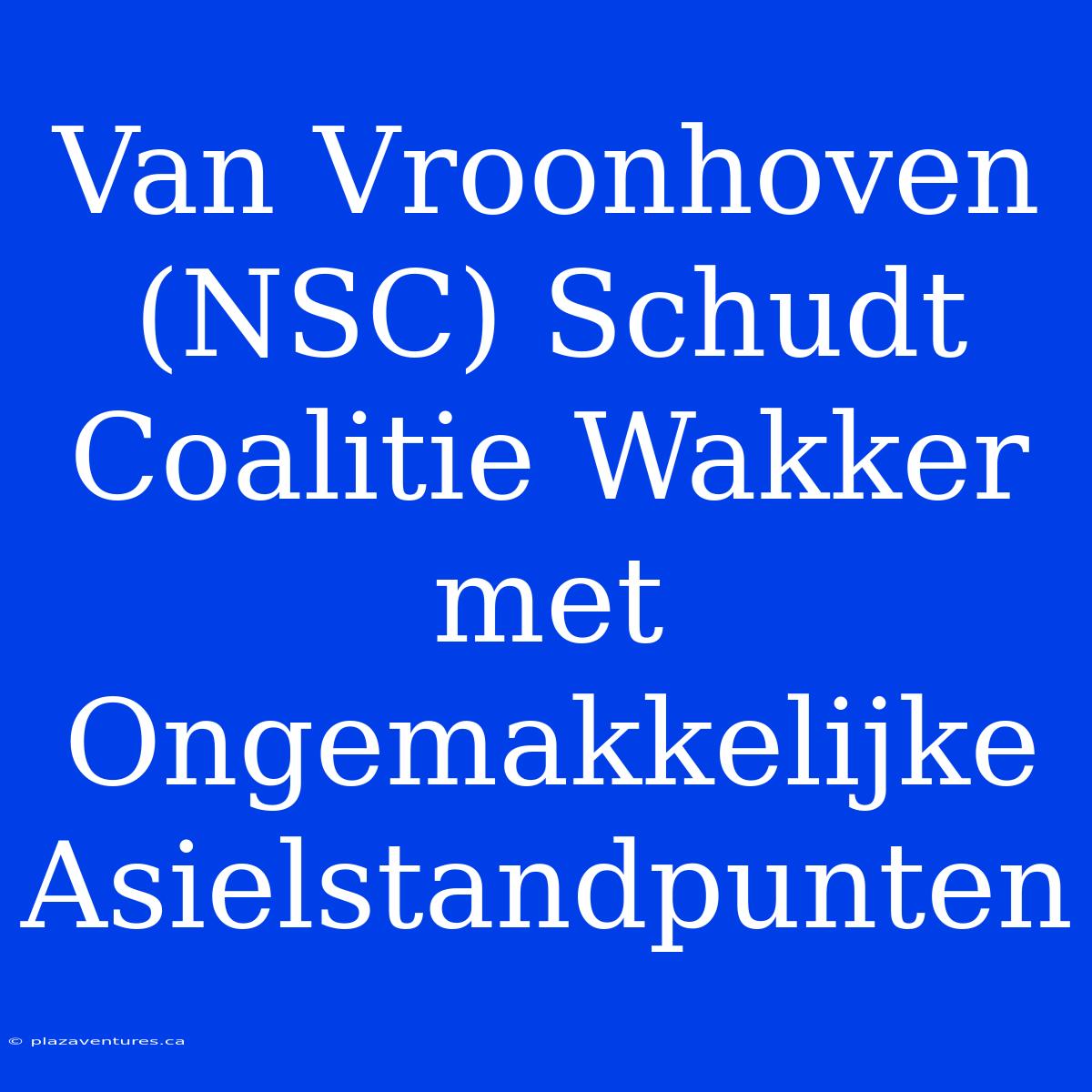 Van Vroonhoven (NSC) Schudt Coalitie Wakker Met Ongemakkelijke Asielstandpunten