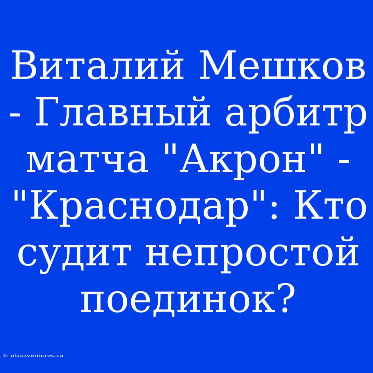 Виталий Мешков - Главный Арбитр Матча 