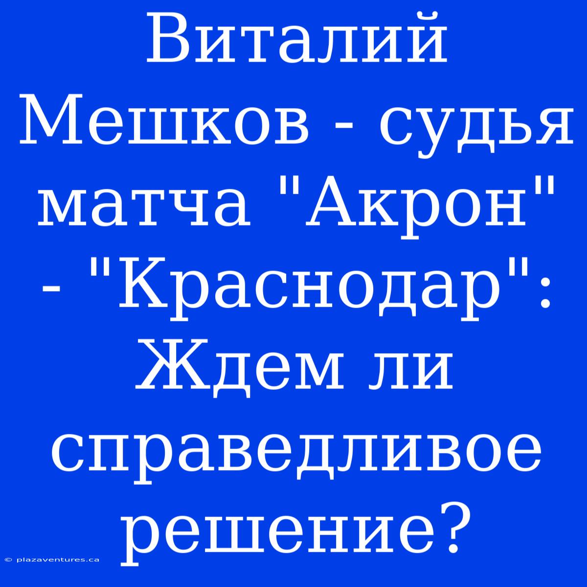 Виталий Мешков - Судья Матча 