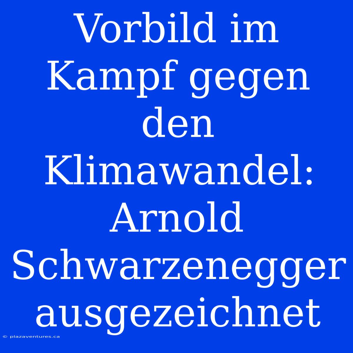 Vorbild Im Kampf Gegen Den Klimawandel: Arnold Schwarzenegger Ausgezeichnet