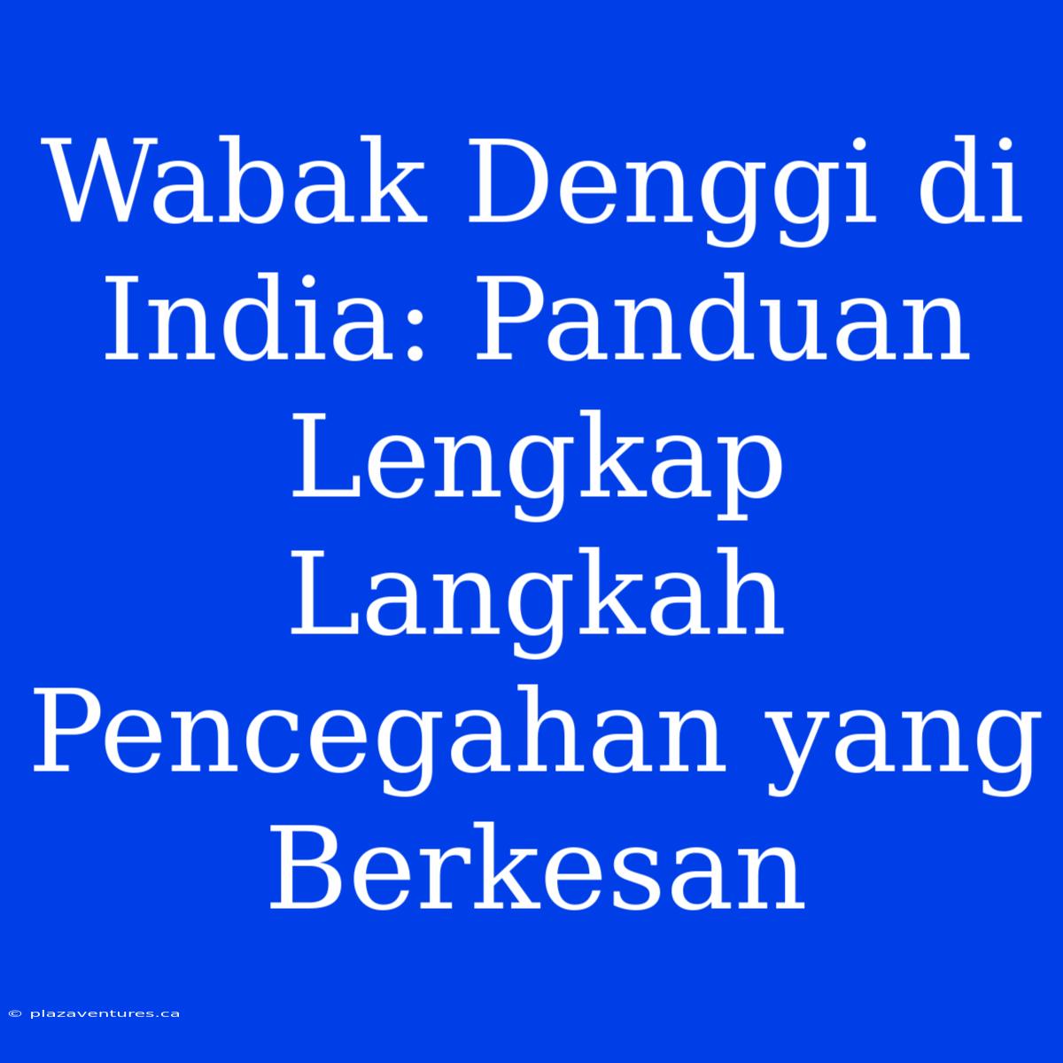 Wabak Denggi Di India: Panduan Lengkap Langkah Pencegahan Yang Berkesan