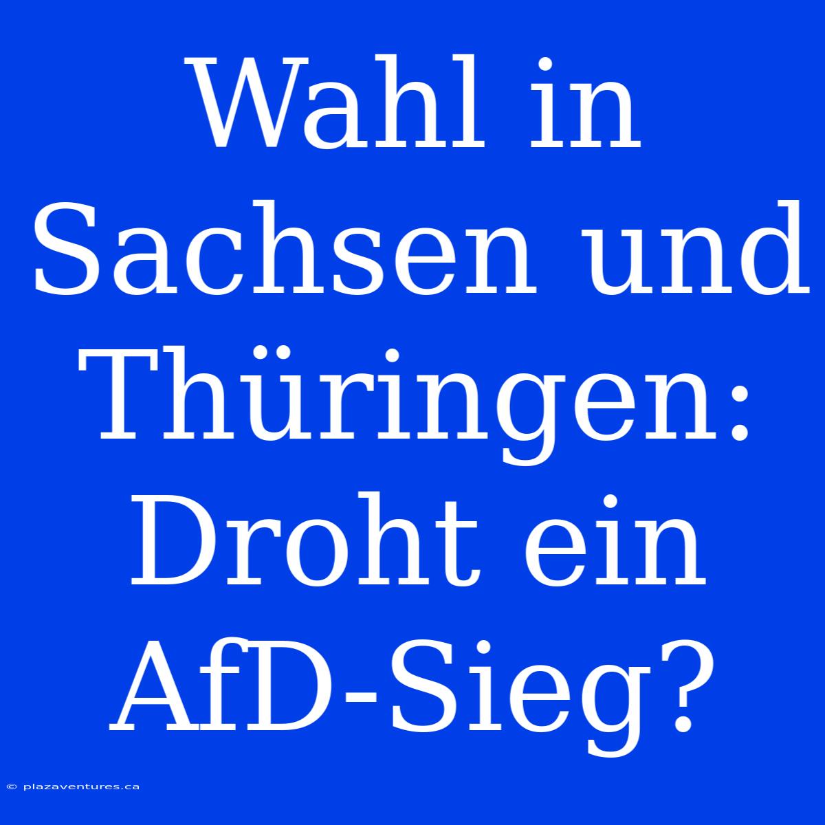 Wahl In Sachsen Und Thüringen: Droht Ein AfD-Sieg?