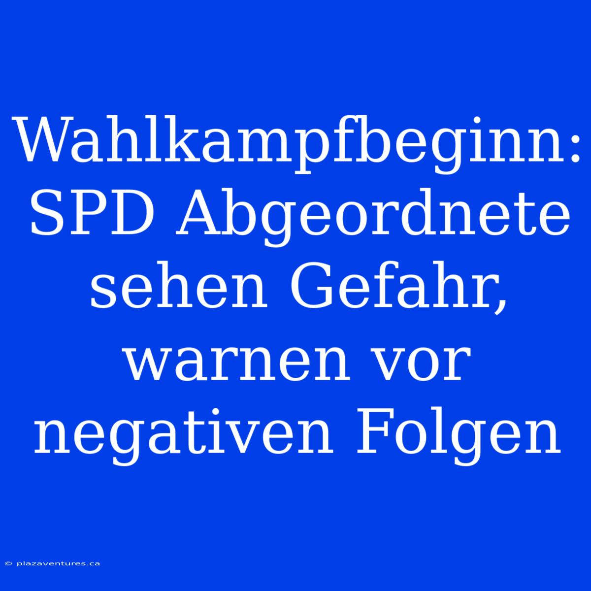 Wahlkampfbeginn: SPD Abgeordnete Sehen Gefahr, Warnen Vor Negativen Folgen