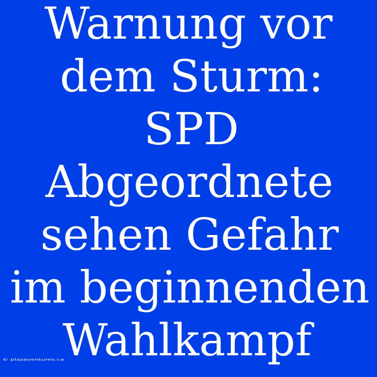 Warnung Vor Dem Sturm: SPD Abgeordnete Sehen Gefahr Im Beginnenden Wahlkampf