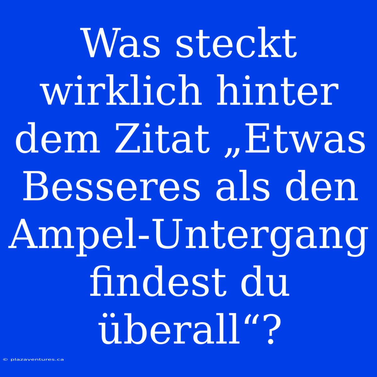 Was Steckt Wirklich Hinter Dem Zitat „Etwas Besseres Als Den Ampel-Untergang Findest Du Überall“?