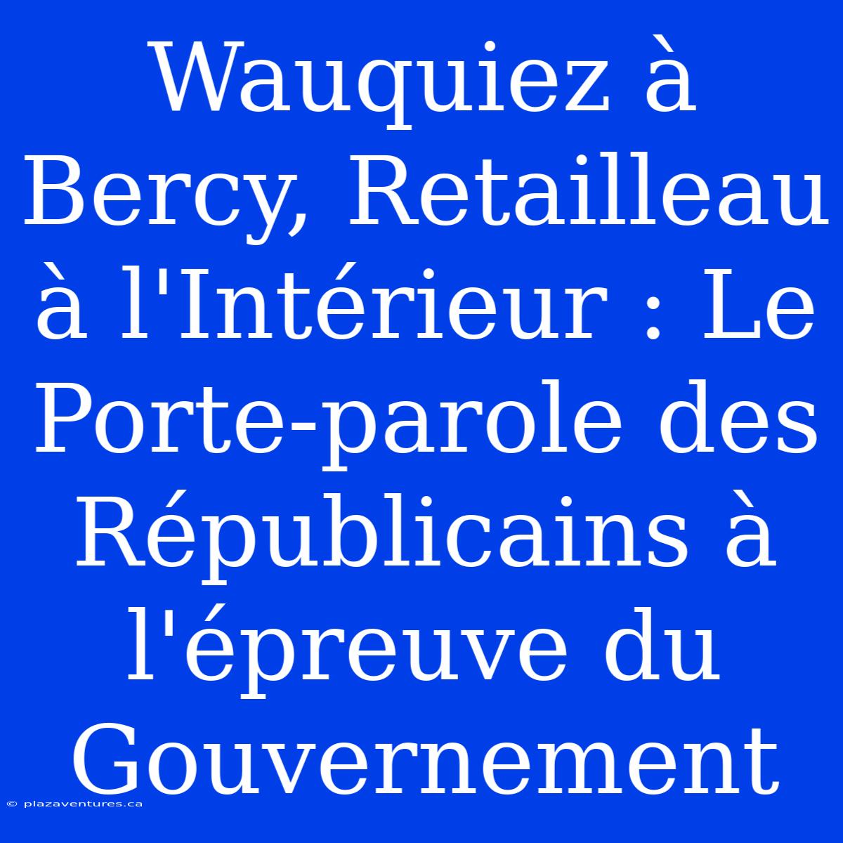 Wauquiez À Bercy, Retailleau À L'Intérieur : Le Porte-parole Des Républicains À L'épreuve Du Gouvernement