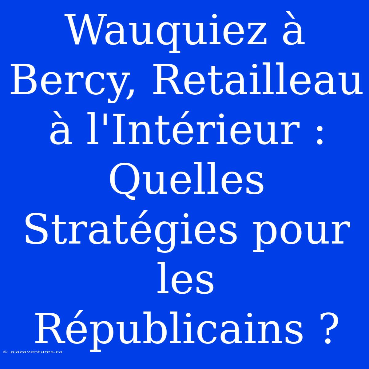 Wauquiez À Bercy, Retailleau À L'Intérieur : Quelles Stratégies Pour Les Républicains ?