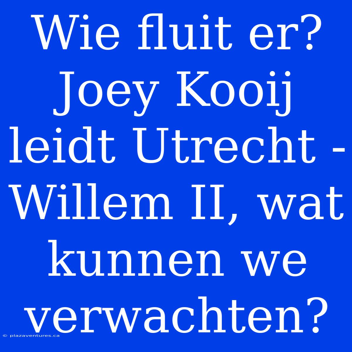 Wie Fluit Er? Joey Kooij Leidt Utrecht - Willem II, Wat Kunnen We Verwachten?