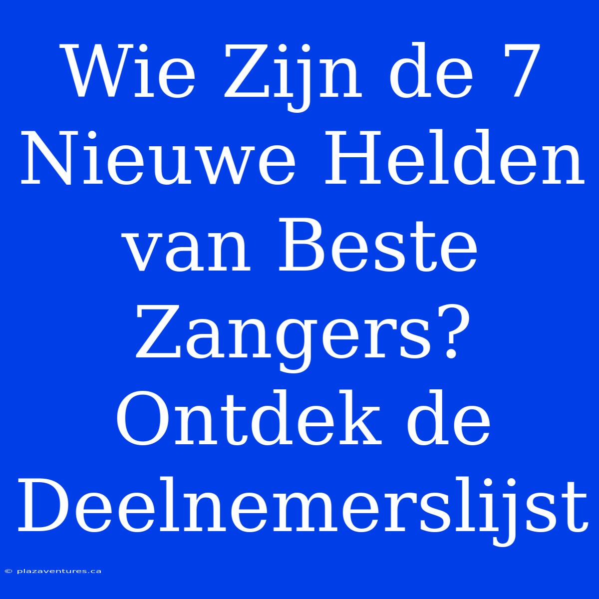 Wie Zijn De 7 Nieuwe Helden Van Beste Zangers? Ontdek De Deelnemerslijst