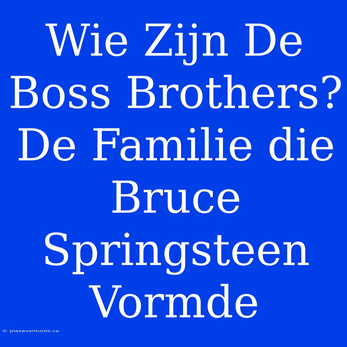 Wie Zijn De Boss Brothers? De Familie Die Bruce Springsteen Vormde