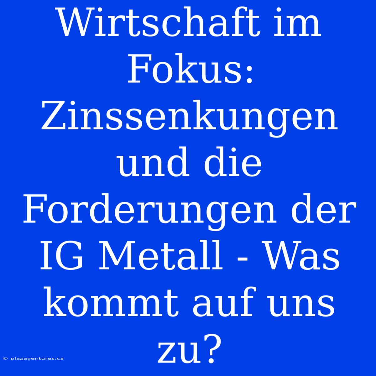 Wirtschaft Im Fokus: Zinssenkungen Und Die Forderungen Der IG Metall - Was Kommt Auf Uns Zu?