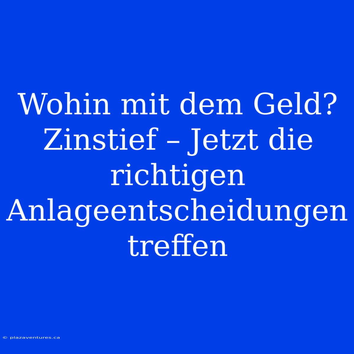 Wohin Mit Dem Geld? Zinstief – Jetzt Die Richtigen Anlageentscheidungen Treffen